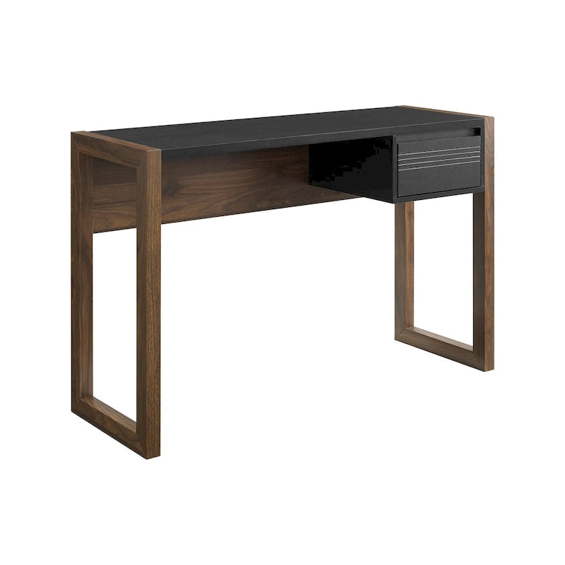 Bureau à tiroir bicolore – Noyer foncé/Noir ou Chêne anglais/Blanc – 1 personne