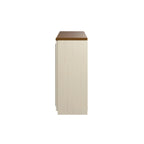 Buffet de rangement style maison de campagne, blanc antique/noir, avec portes persiennes et étagères – 1 personne