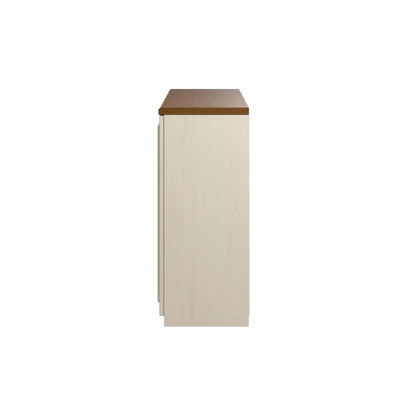 Buffet de rangement style maison de campagne, blanc antique/noir, avec portes persiennes et étagères – 1 personne