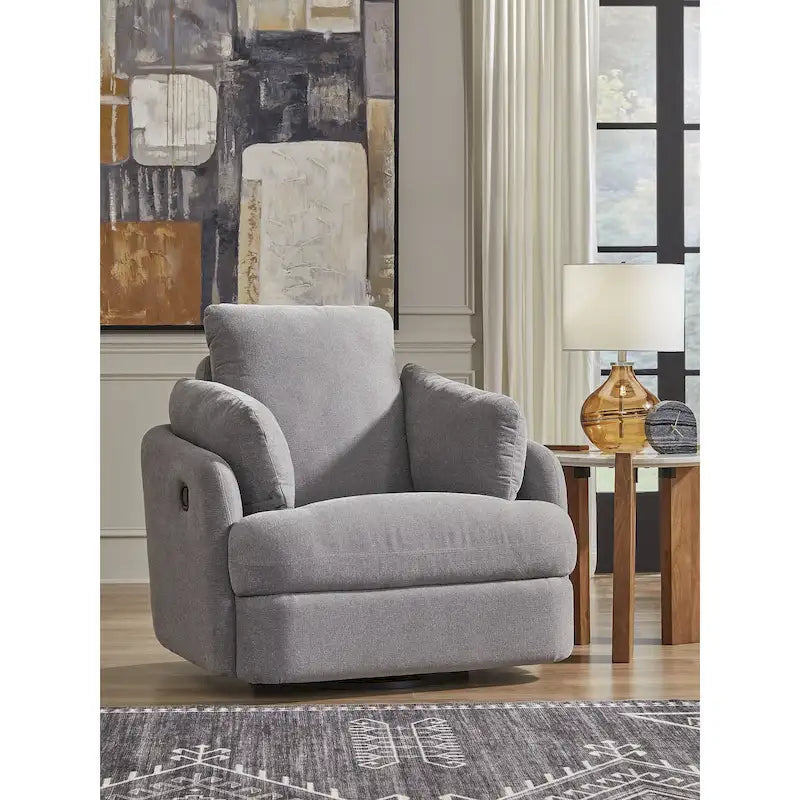 Fauteuil inclinable, pivotant et coulissant en polyester gris, 1 place