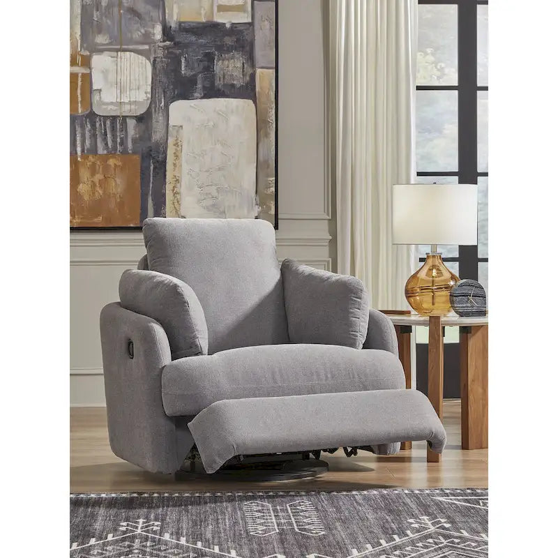 Fauteuil inclinable, pivotant et coulissant en polyester gris, 1 place