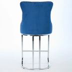 Tabouret de bar haut à dossier en velours, capitonné, piètement chromé, lot de 2