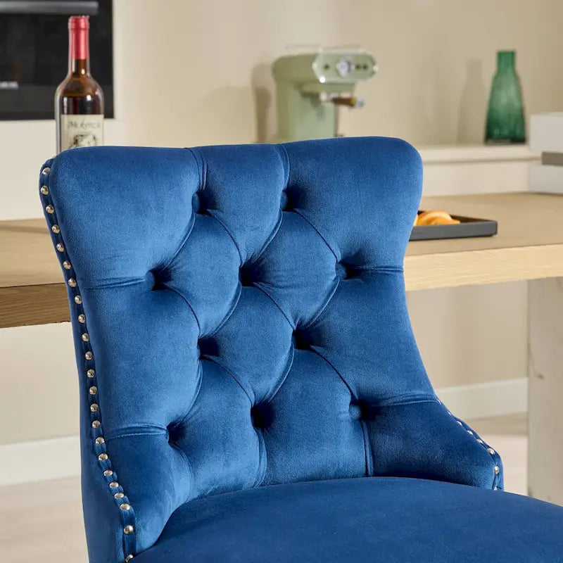 Tabouret de bar haut à dossier en velours, capitonné, piètement chromé, lot de 2