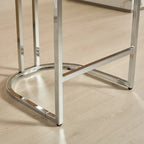 Tabouret de bar haut à dossier en velours, capitonné, piètement chromé, lot de 2