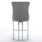 Tabouret de bar haut à dossier en velours, capitonné, piètement chromé, lot de 2