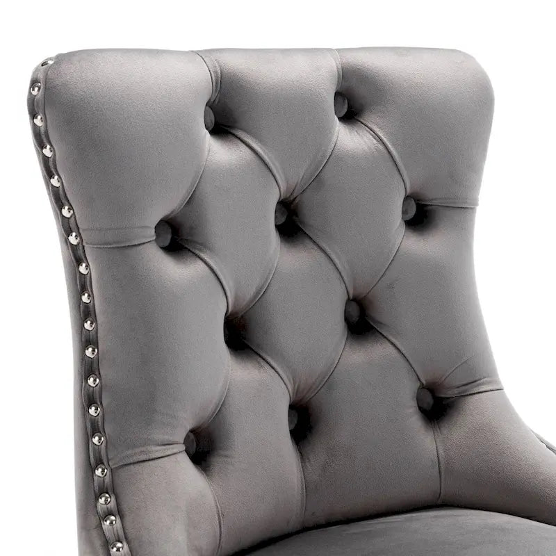 Tabouret de bar haut à dossier en velours, capitonné, piètement chromé, lot de 2