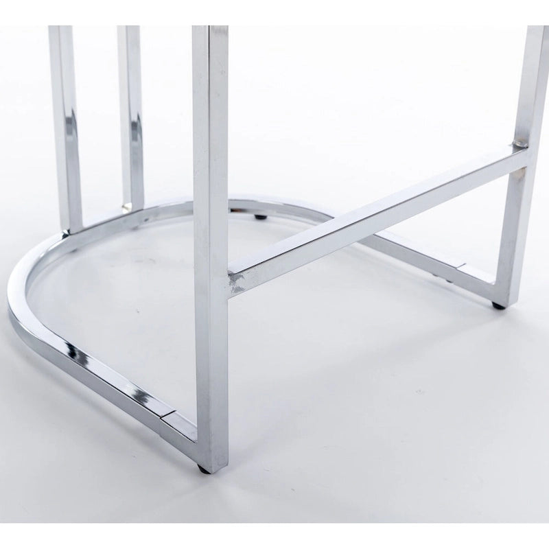 Tabouret de bar haut à dossier en velours, capitonné, piètement chromé, lot de 2