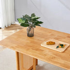 Table à manger de 150 cm en noyer, pieds en rotin rétro, 4 à 6 places