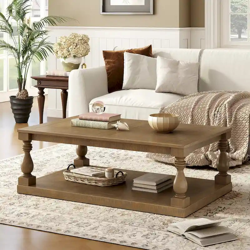 Table basse vintage avec pieds en forme de vase – Noir / Gris / Marron, 1 pièce