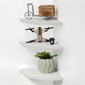 Étagère d'angle murale flottante, Blanc/Noir/Carbonisé/Marron foncé, Lot de 3