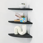 Étagère d'angle murale flottante, Blanc/Noir/Carbonisé/Marron foncé, Lot de 3