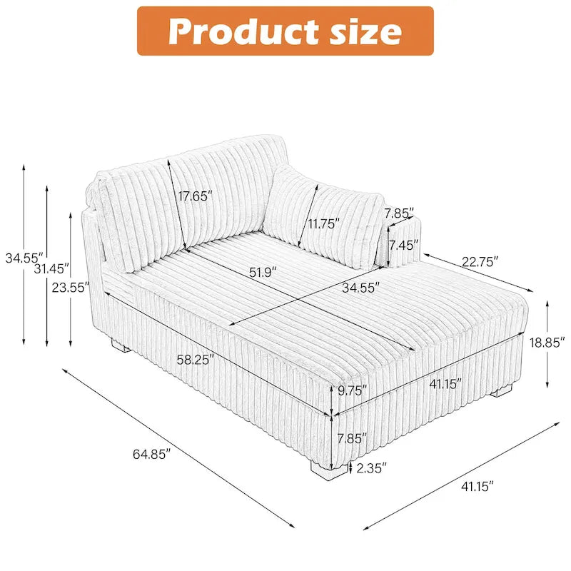 Canapé méridienne droite – Coton flanelle, multicolore, 1–2 personnes