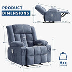 Fauteuil inclinable à bascule gris/marron/bleu avec chauffage et massage, une place