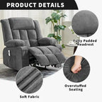 Fauteuil inclinable à bascule gris/marron/bleu avec chauffage et massage, une place