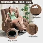 Fauteuil inclinable à bascule gris/marron/bleu avec chauffage et massage, une place