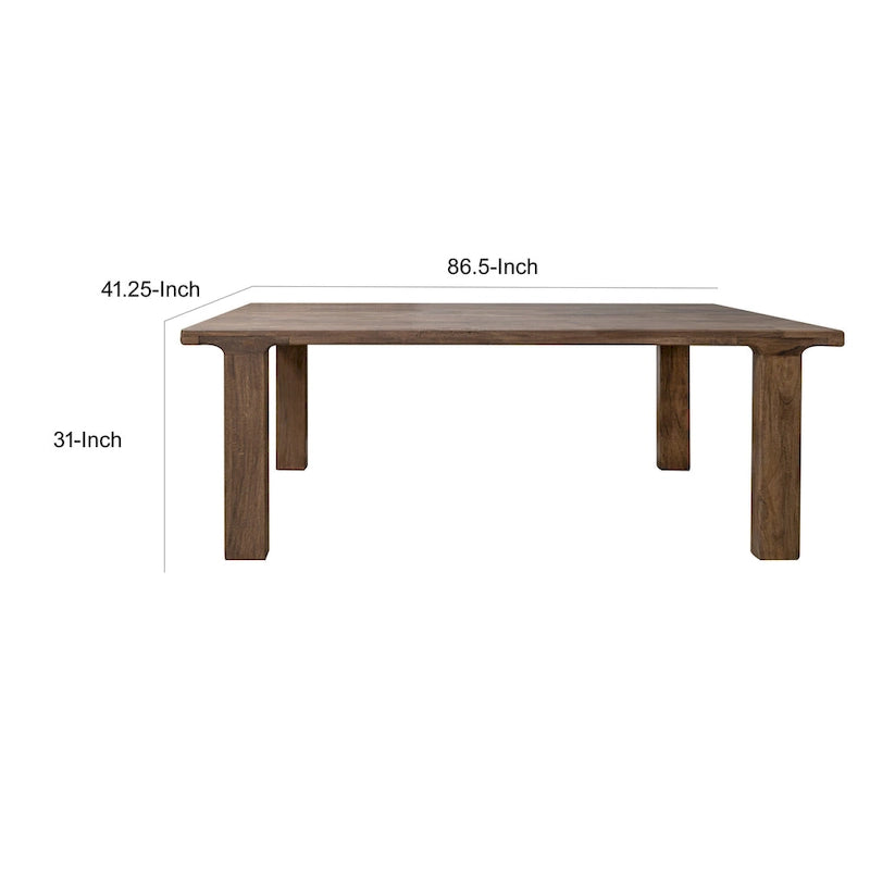 Table à manger rectangulaire marron, en manguier massif, 6 places
