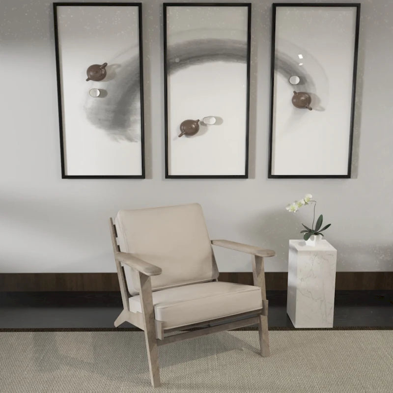 Fauteuil d'appoint en manguier à lattes marron / gris délavé / noir, une place