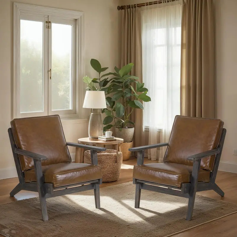 Fauteuil d'appoint en manguier à lattes marron / gris délavé / noir, une place