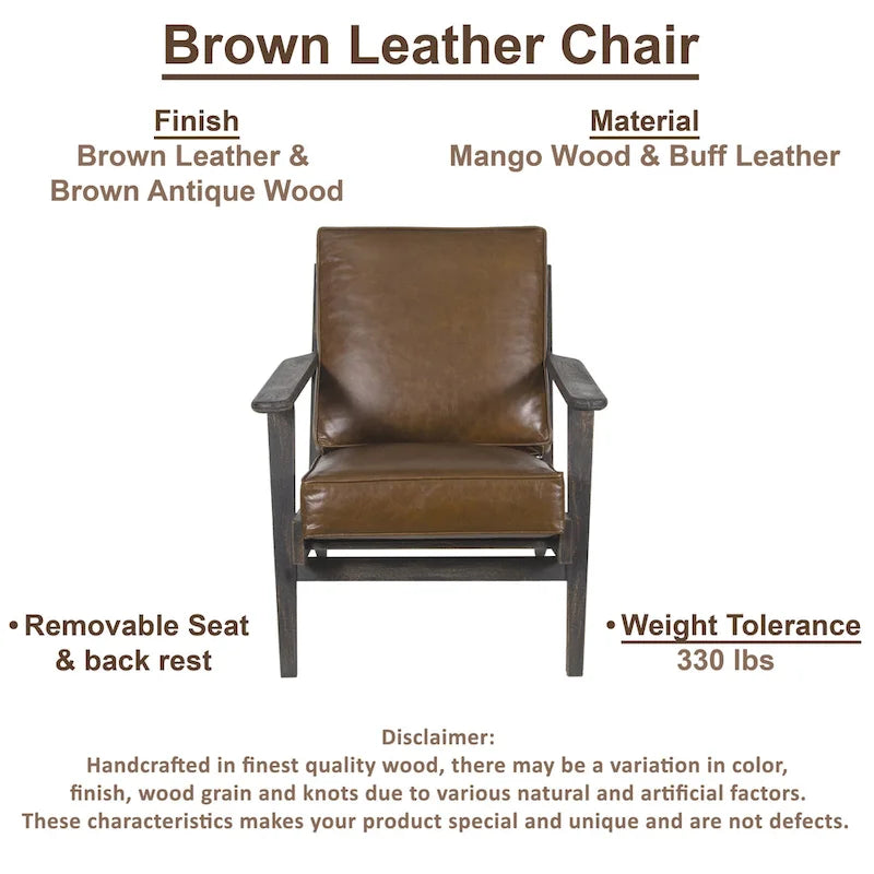 Fauteuil d'appoint en manguier à lattes marron / gris délavé / noir, une place