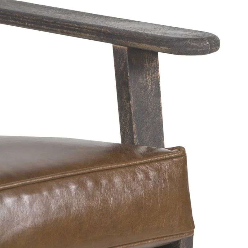 Fauteuil d'appoint en manguier à lattes marron / gris délavé / noir, une place