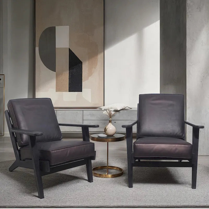 Fauteuil d'appoint en manguier à lattes marron / gris délavé / noir, une place