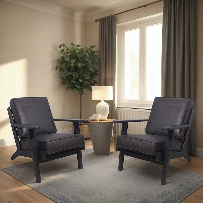 Fauteuil d'appoint en manguier à lattes marron / gris délavé / noir, une place