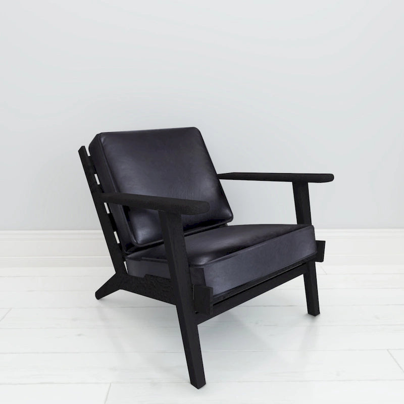 Fauteuil d'appoint en manguier à lattes marron / gris délavé / noir, une place