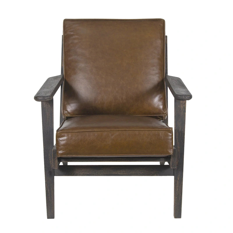 Fauteuil d'appoint en manguier à lattes marron / gris délavé / noir, une place