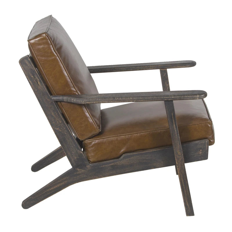 Fauteuil d'appoint en manguier à lattes marron / gris délavé / noir, une place