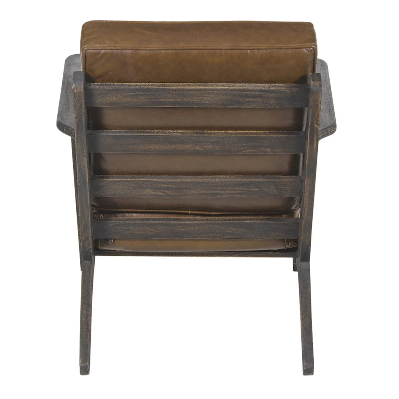 Fauteuil d'appoint en manguier à lattes marron / gris délavé / noir, une place