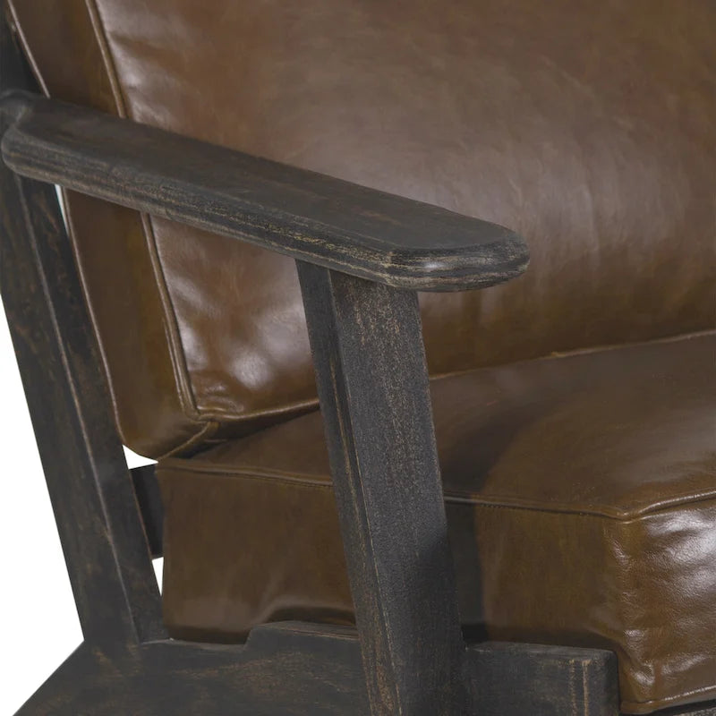 Fauteuil d'appoint en manguier à lattes marron / gris délavé / noir, une place