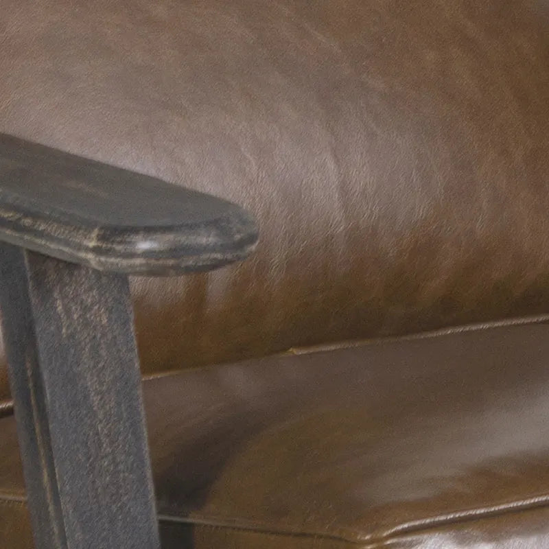 Fauteuil d'appoint en manguier à lattes marron / gris délavé / noir, une place