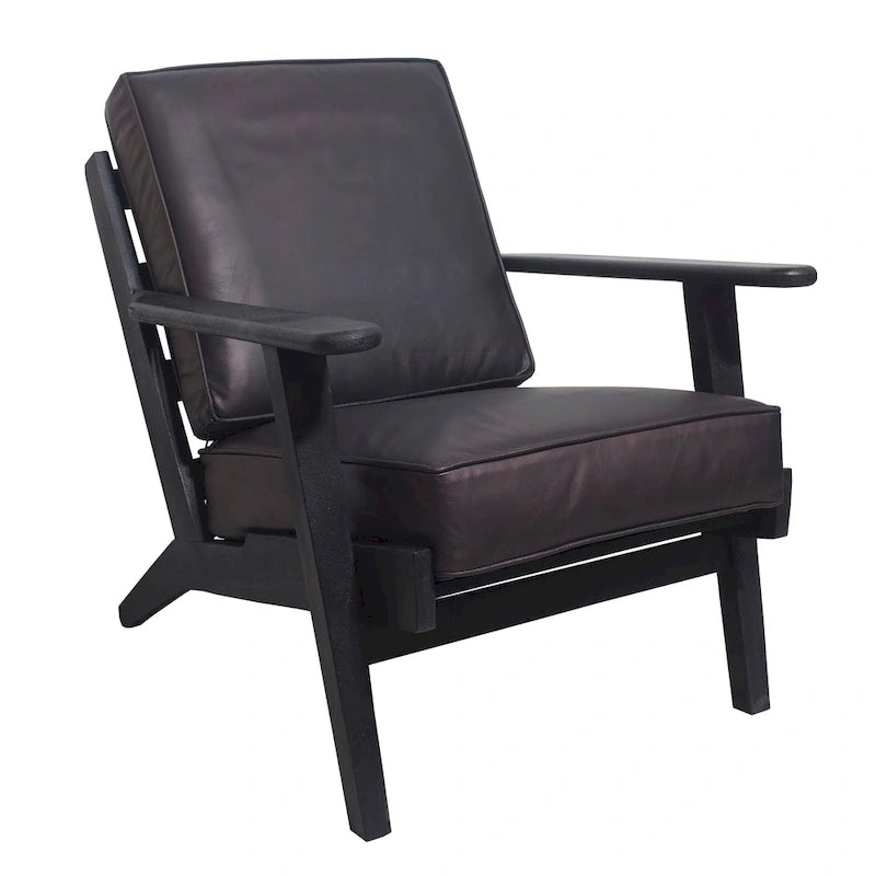 Fauteuil d'appoint en manguier à lattes marron / gris délavé / noir, une place