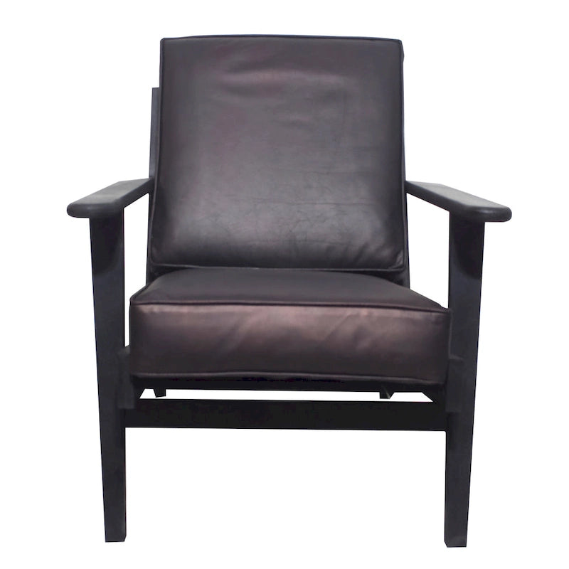 Fauteuil d'appoint en manguier à lattes marron / gris délavé / noir, une place