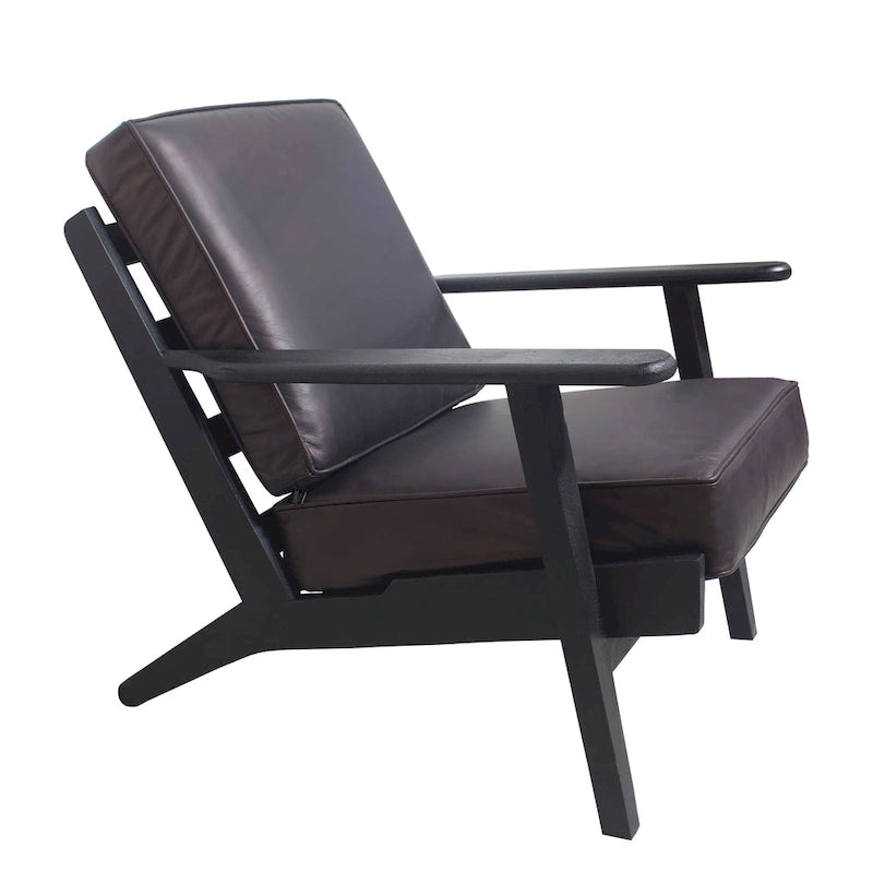 Fauteuil d'appoint en manguier à lattes marron / gris délavé / noir, une place