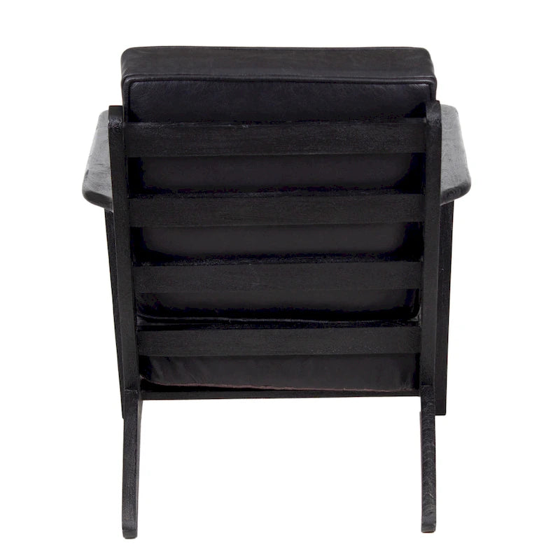 Fauteuil d'appoint en manguier à lattes marron / gris délavé / noir, une place