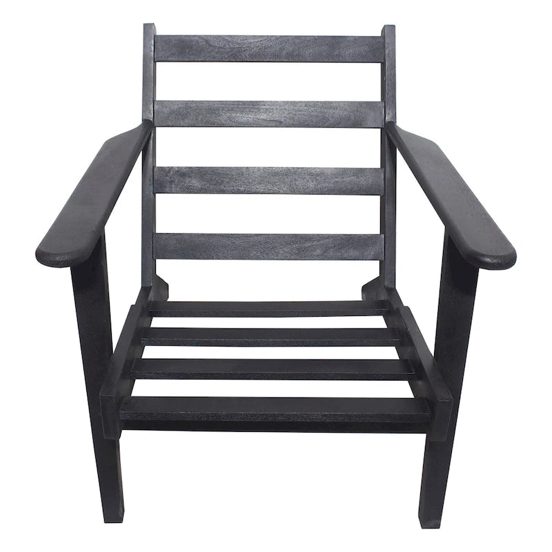 Fauteuil d'appoint en manguier à lattes marron / gris délavé / noir, une place