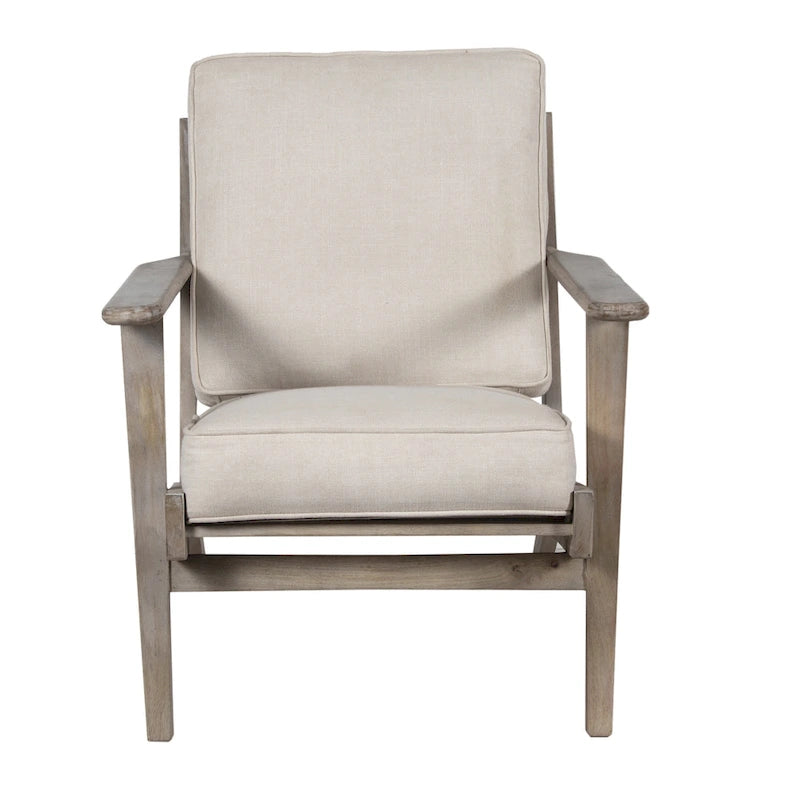 Fauteuil d'appoint en manguier à lattes marron / gris délavé / noir, une place