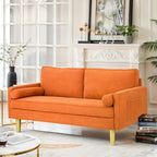 Causeuse 2 places en polyester blanc/gris/orange avec poches latérales