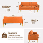 Causeuse 2 places en polyester blanc/gris/orange avec poches latérales
