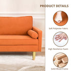 Causeuse 2 places en polyester blanc/gris/orange avec poches latérales
