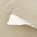 Canapé 3 places en velours côtelé beige/gris avec porte-gobelets et support de téléphone