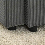 Canapé 3 places en velours côtelé beige/gris avec porte-gobelets et support de téléphone