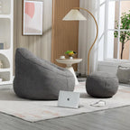 Fauteuil poire avec repose-pieds – Beige / Gris / Bleu, 1 place