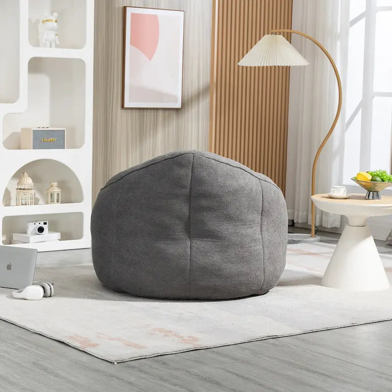 Fauteuil poire avec repose-pieds – Beige / Gris / Bleu, 1 place