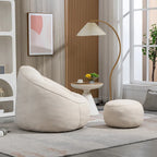 Fauteuil poire avec repose-pieds – Beige / Gris / Bleu, 1 place