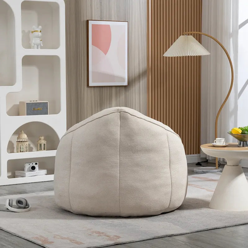 Fauteuil poire avec repose-pieds – Beige / Gris / Bleu, 1 place