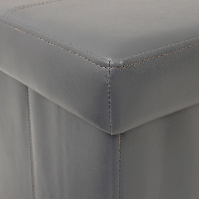 Ottoman de rangement pliant touffeté gris, 1 personne