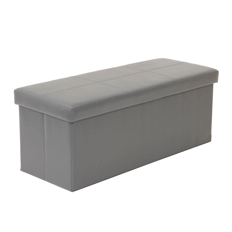 Ottoman de rangement pliant touffeté gris, 1 personne