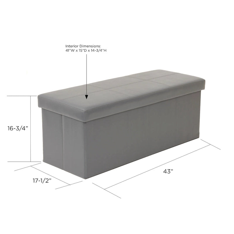 Ottoman de rangement pliant touffeté gris, 1 personne